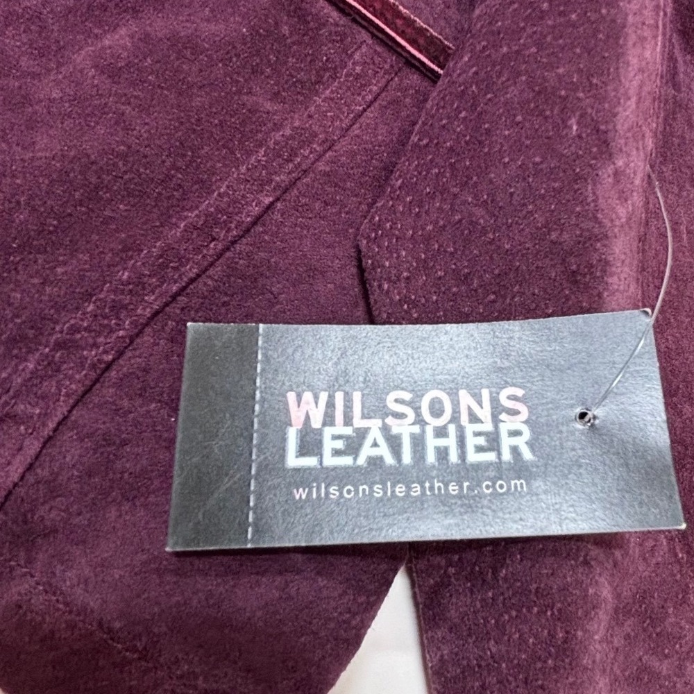 Wilsons Leather Womens Blazer Size XL Jacket Purple Plum Suede Floral Lined NWT - Picture 3 of 9
